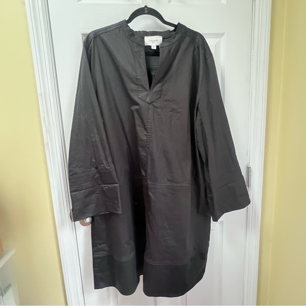 Tuckernuck Pomander Place Sleek Old Money Poplin Tunic Dress in Black, size XXXL